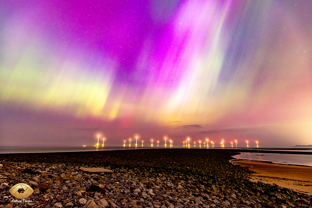 Aurora Borealis ( Northern Lights ) at the South Gare - Paddy's Hole Redcar Teesside May 2024