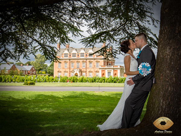 acklam hall wedding photo under the trees 