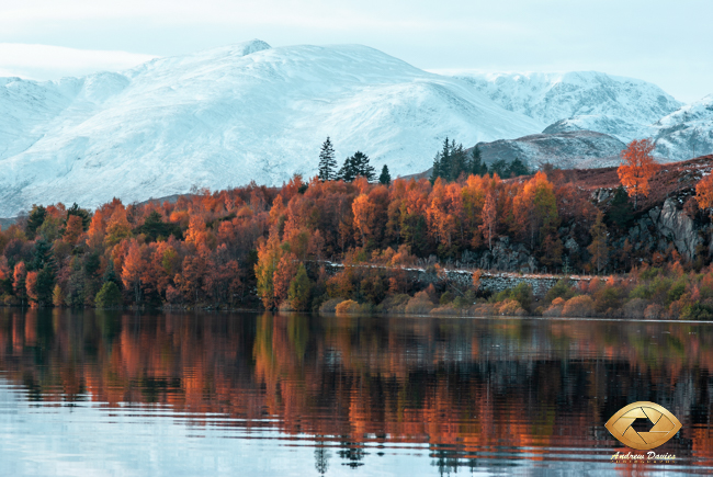 Cairngorms mountain range across Loch Morlich