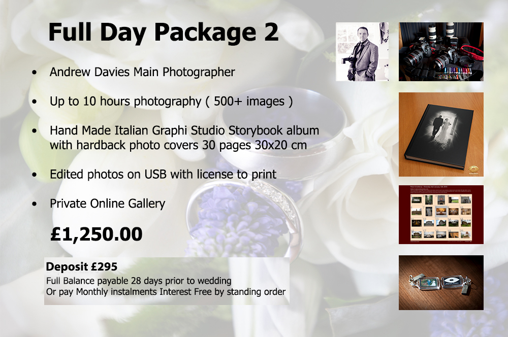 full day wedding photography cost £1250 with Italian Album