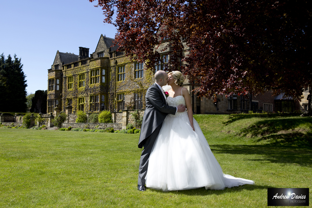 gisborough hall wedding photos outdoor shot bride groom and mansion