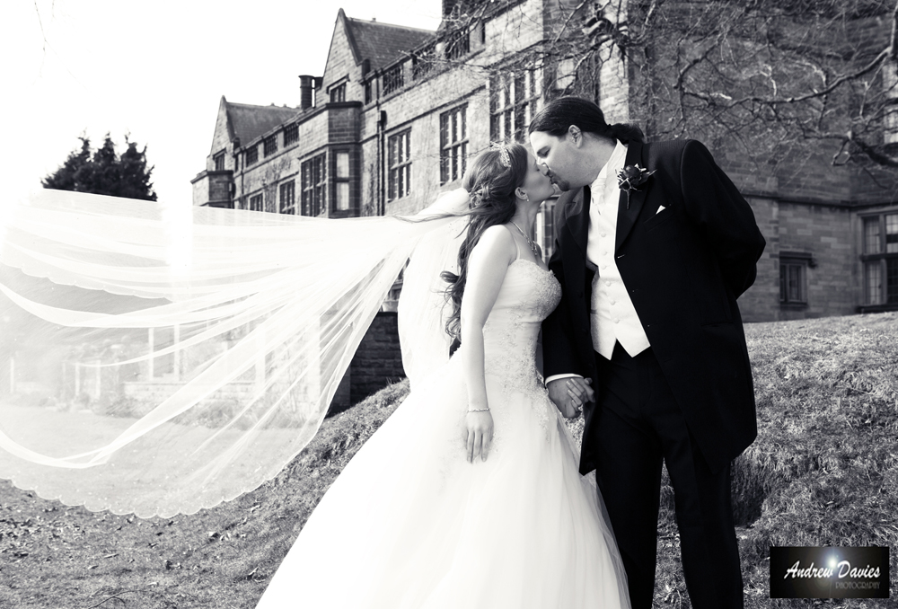 gisborough hall wedding photos black and white outdoors shot