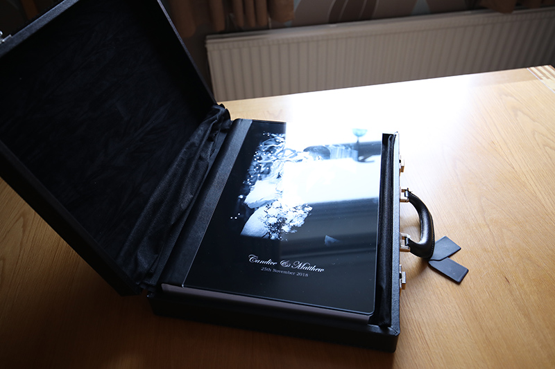 Black Faux Leather graphi studio briefcase