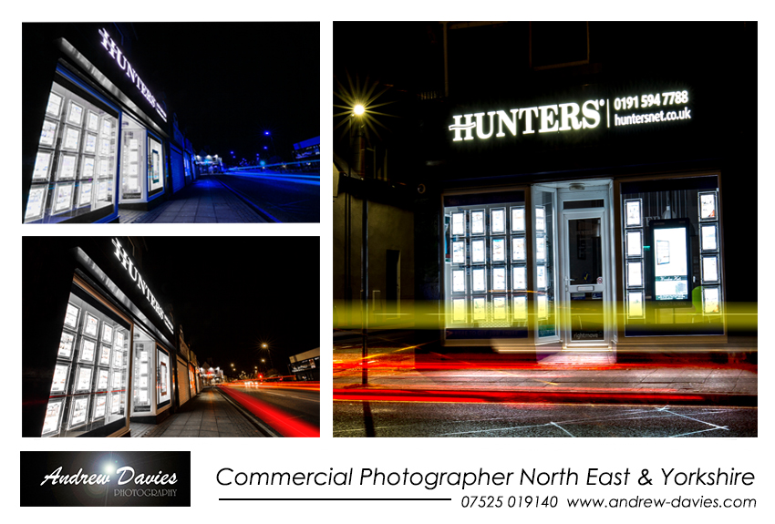 hunters estate agent night time photography