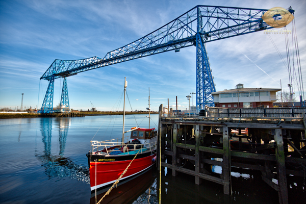 Middlesbrough Transporter Bridge and Boat photo print