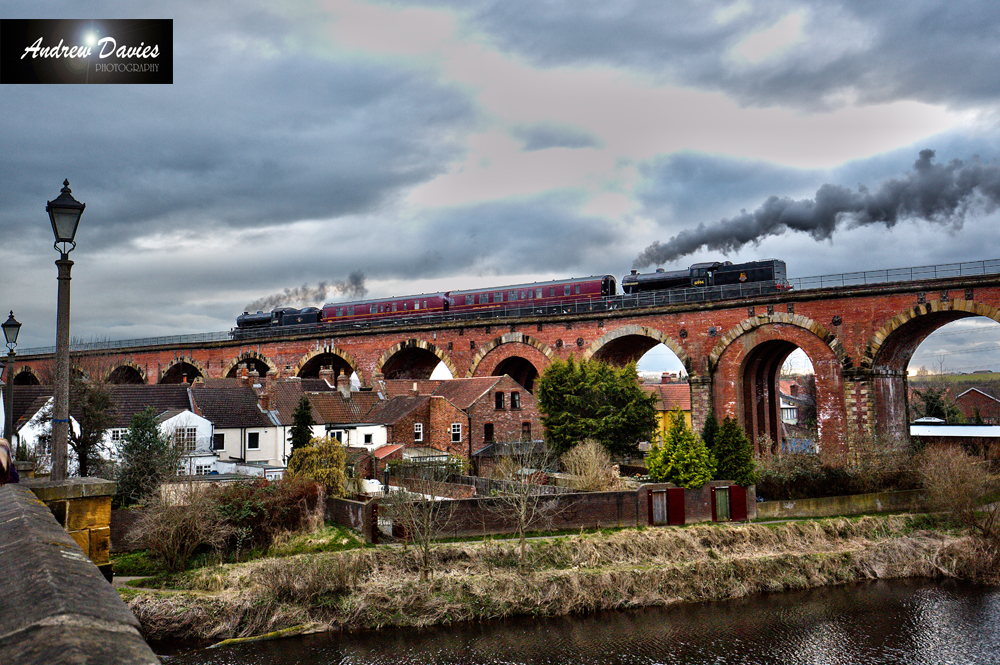 61994 and 62005 steam train yarm viaduct