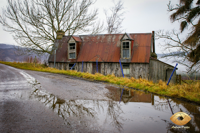 Aviemore Scottish Highlands old wooden house print