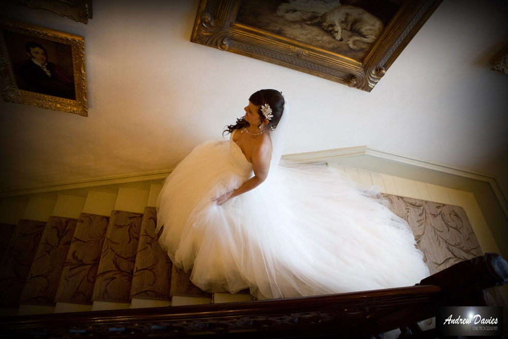 rockliffe hall wedding photo stairs