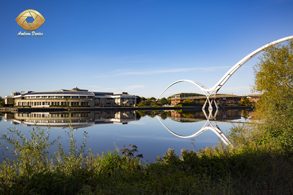 stockton durham university river tees infinity bridge daytime photo print 