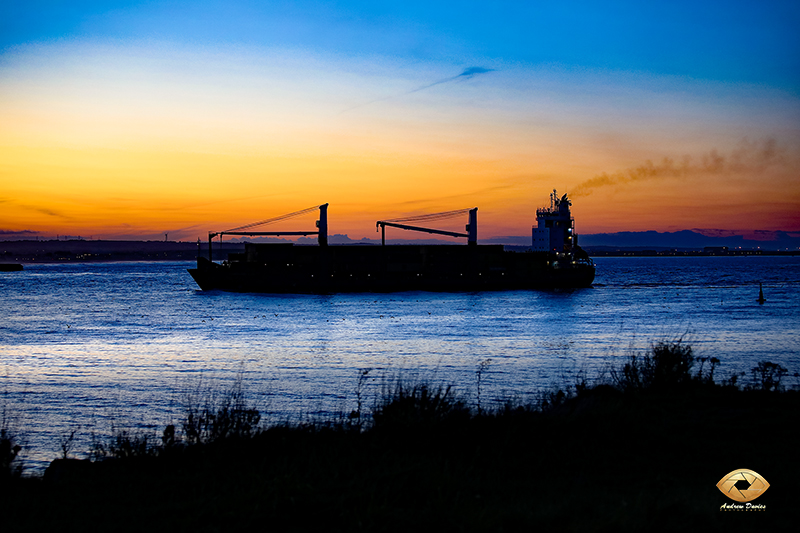 Teesport Teesside River Tees Ship Sunset 