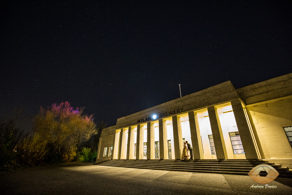 Wylam Brewery newcaslte wedding photo photographer stars and nigthtime shot